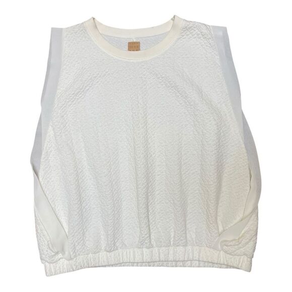 Zara Trafaluc Off White Sz M Muscle Tee Blouse Elastic Waist Sleeveless Pullover - Picture 7 of 7